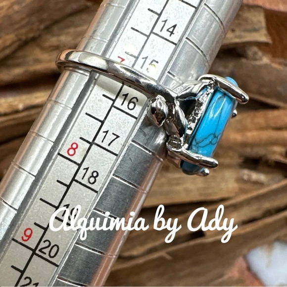 turquoise silver western gem ring/cowgirl/rodeo season/boho - Picture 3 of 7